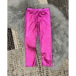 Frenchie Girls Bright Metallic Pink Leggings Size 10 NEW